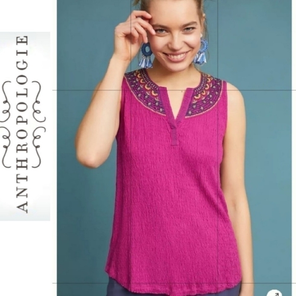 Anthropologie Akemi +‎ Kin Vizela Embroidered Top - Picture 1 of 7